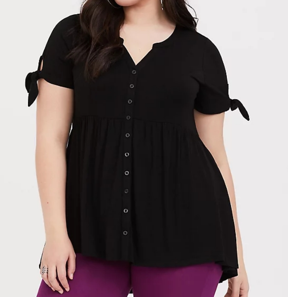Torrid Super Soft Bow Sleeve Babydoll Tee Size 2